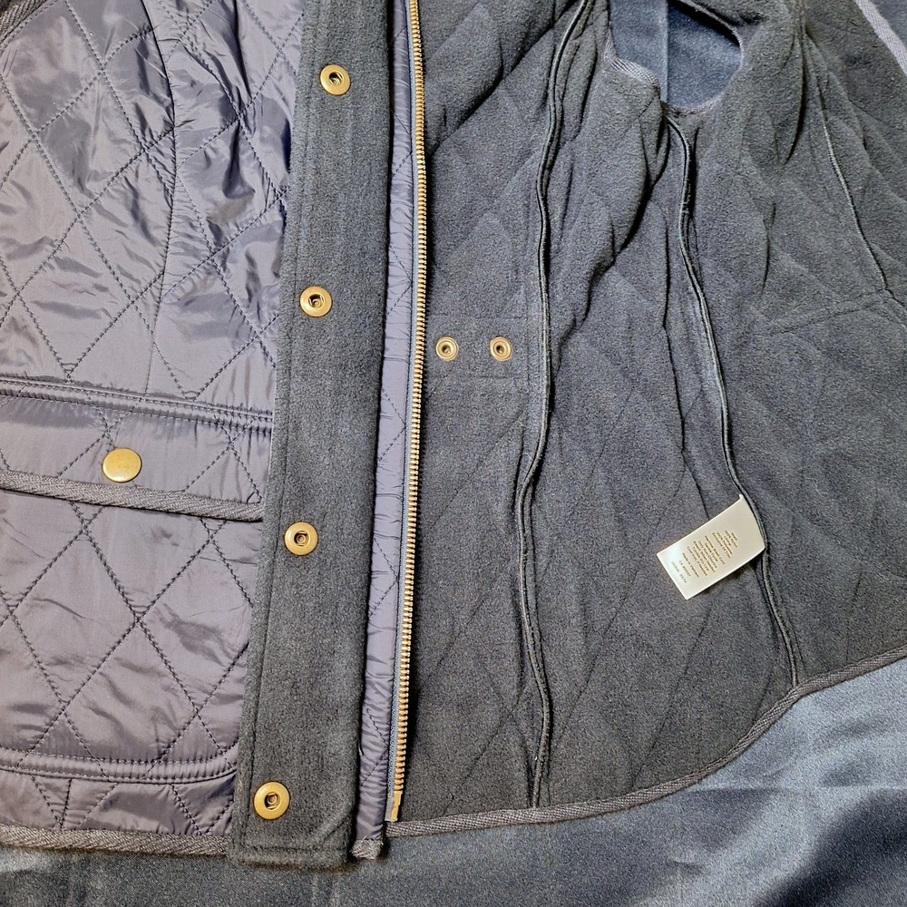 NEW Talbots Quilted Vest Petite Med Navy Blue Light Jacket Full Zip Snap Pockets - Picture 4 of 8